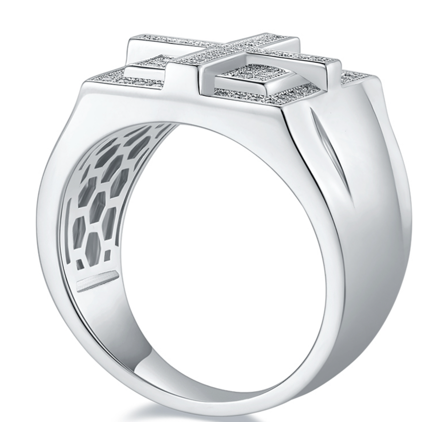 VVS1 Moissanite Cross Rectangle Ring