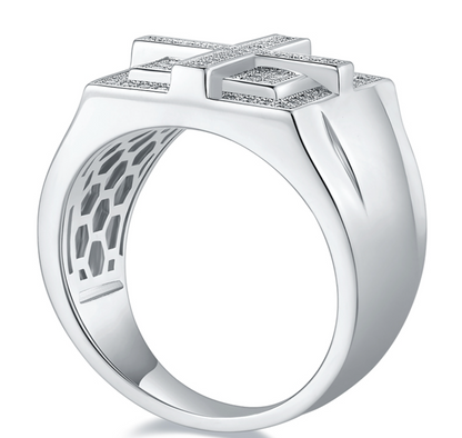 VVS1 Moissanite Cross Rectangle Ring