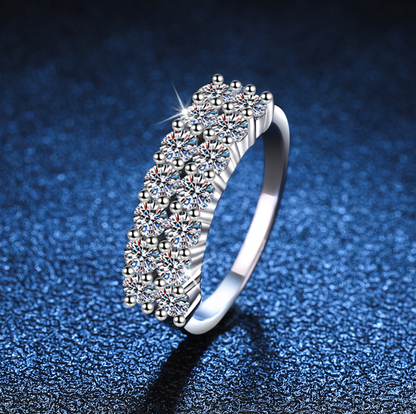 VVS1 Moissanite 1.4 Carat Double Row Ring