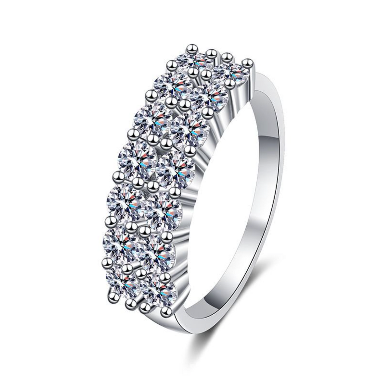 VVS1 Moissanite 1.4 Carat Double Row Ring