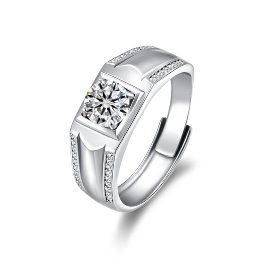 VVS1 Moissanite 1 Carat Two Rows Resizable Classic Band Ring