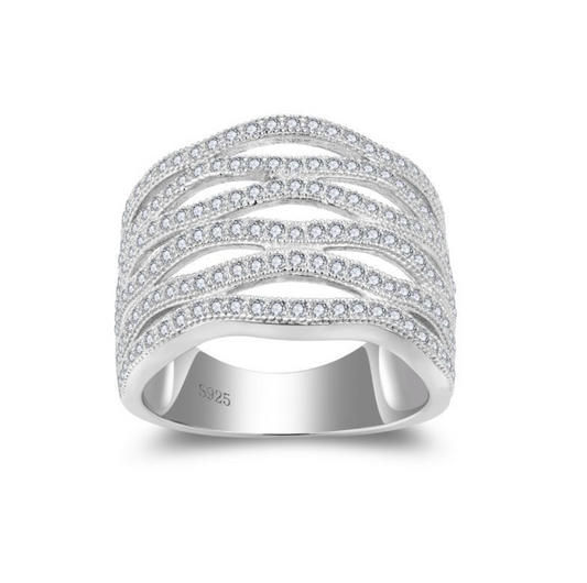 VVS1 Moissanite 15.2mm Eternity Wedding Ring