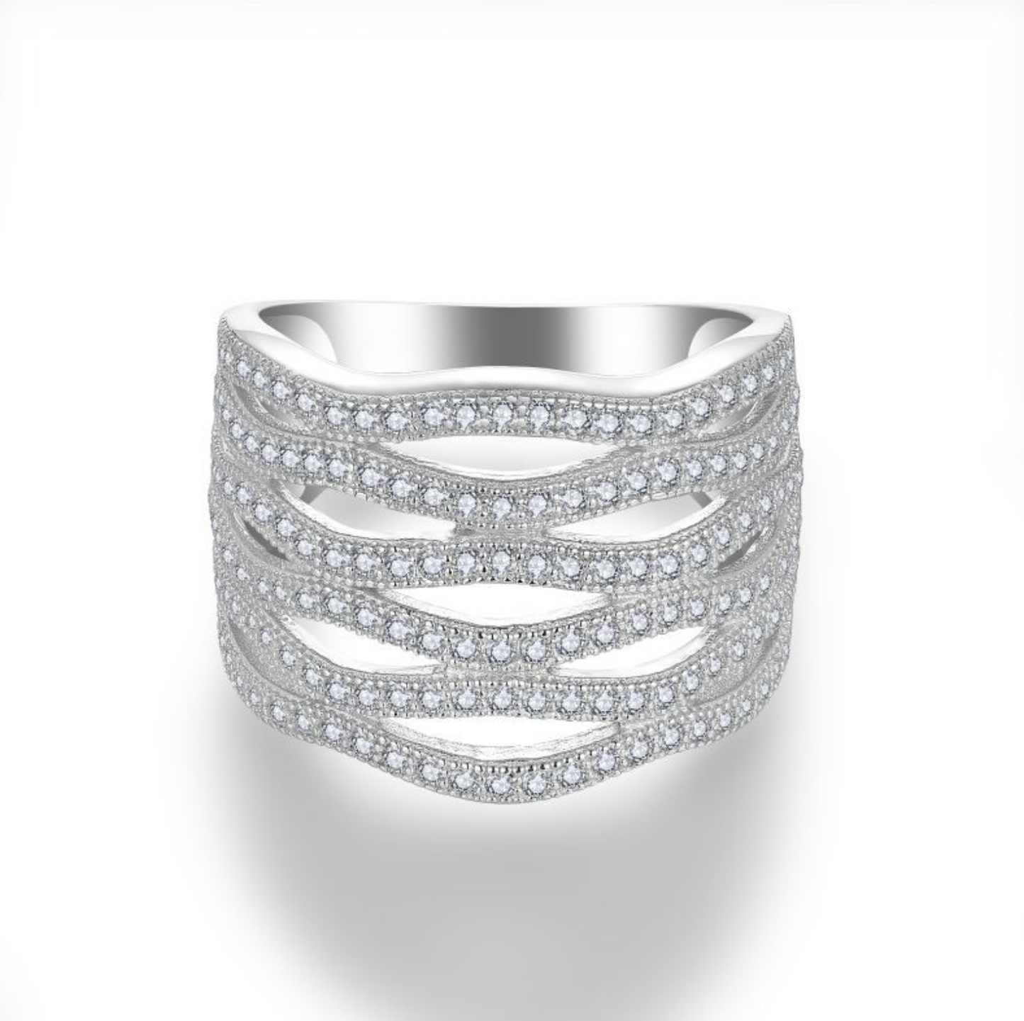 VVS1 Moissanite 15.2mm Eternity Wedding Ring