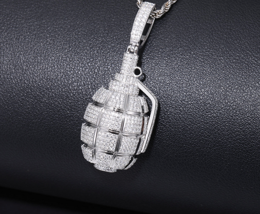 VVS1 Moissanite Hand Grenade Shape Pendant
