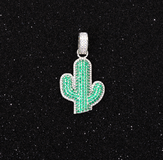 VVS1 Moissanite Green Cactus Pendant