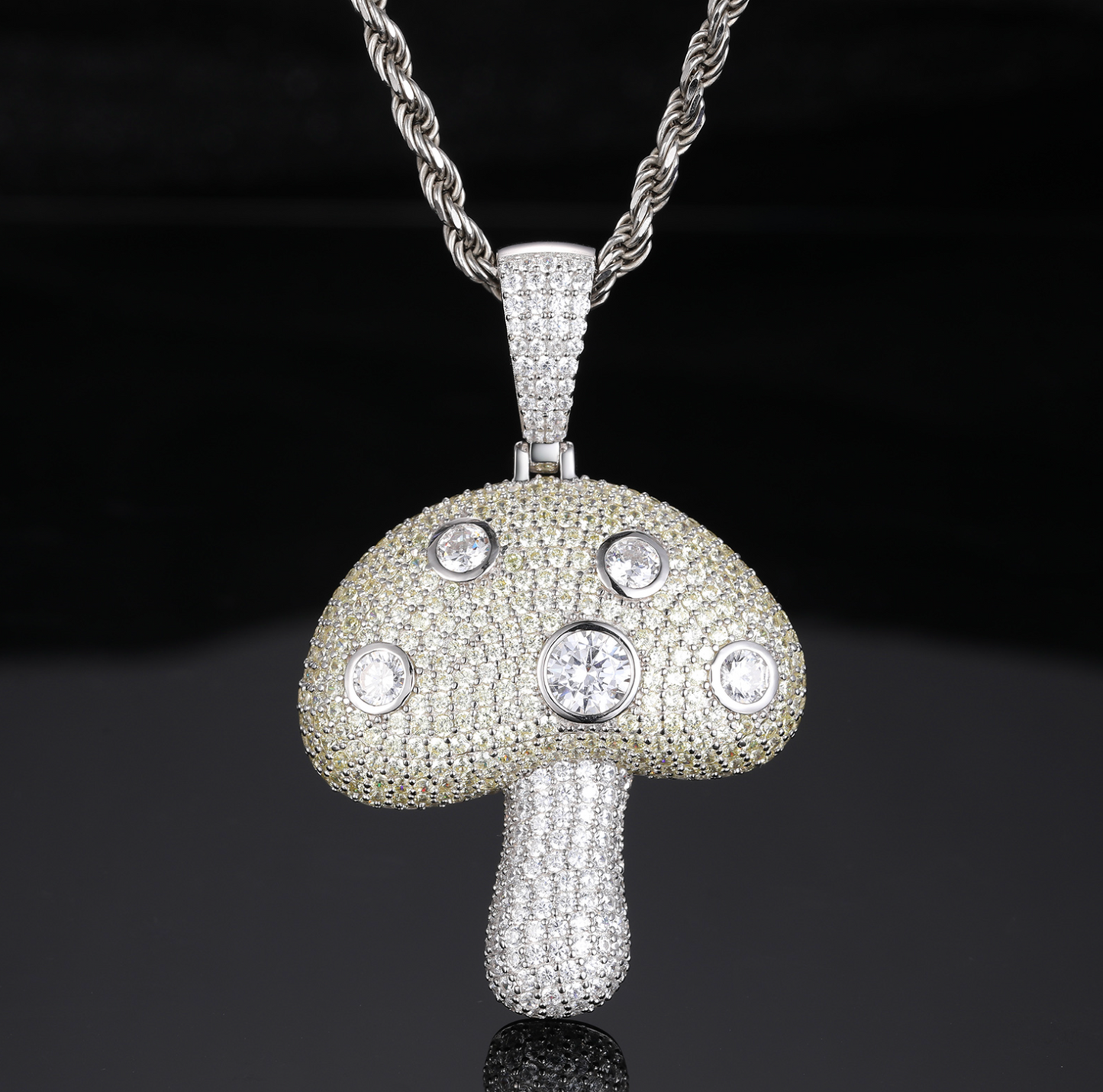 VVS1 Moissanite 56x33mm Mushroom Pendant