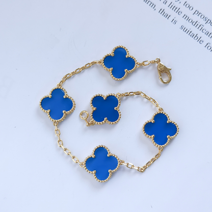 Blue Agate Four Leaf Clover Bracelet