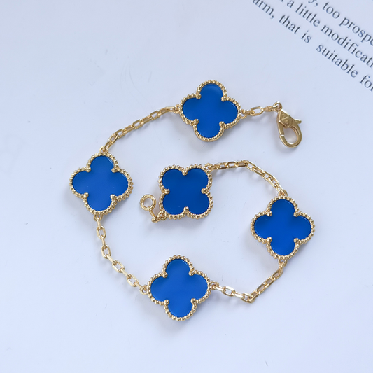 Blue Agate Four Leaf Clover Bracelet