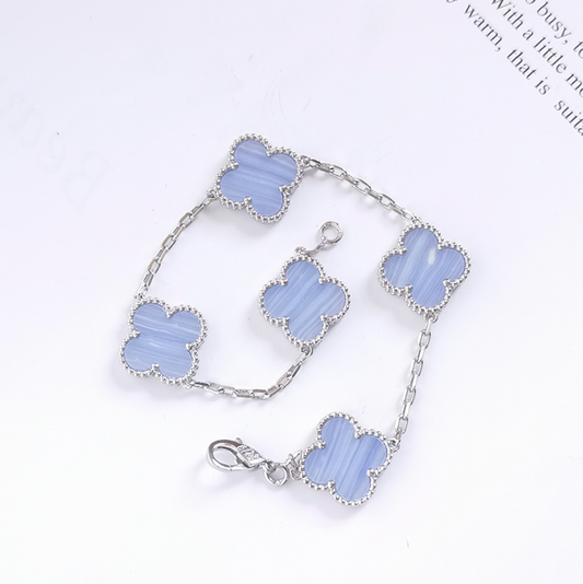 Purple Agate Four Leaf Clover Bracelet