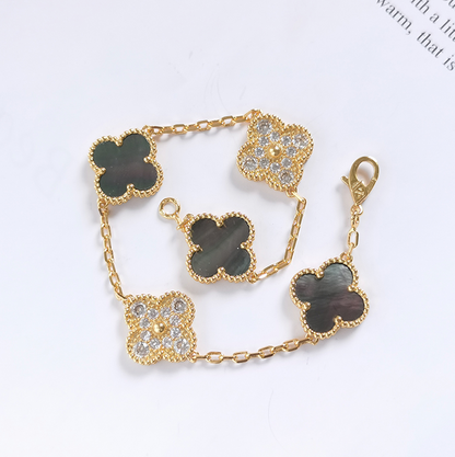 Gray MOP Four Leaf Clover Bracelet