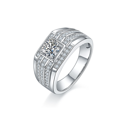 VVS1 Moissanite 1 Carat Three Rows Classic Band Ring