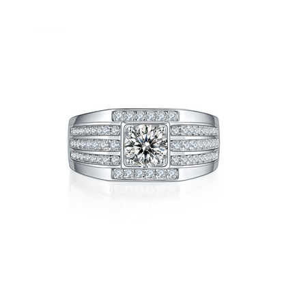 VVS1 Moissanite 1 Carat Three Rows Classic Band Ring