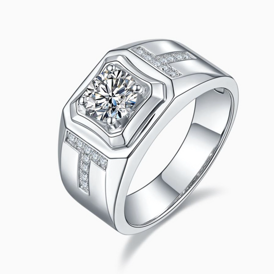 VVS1 Moissanite 1 Carat T-Shape Classic Band Ring