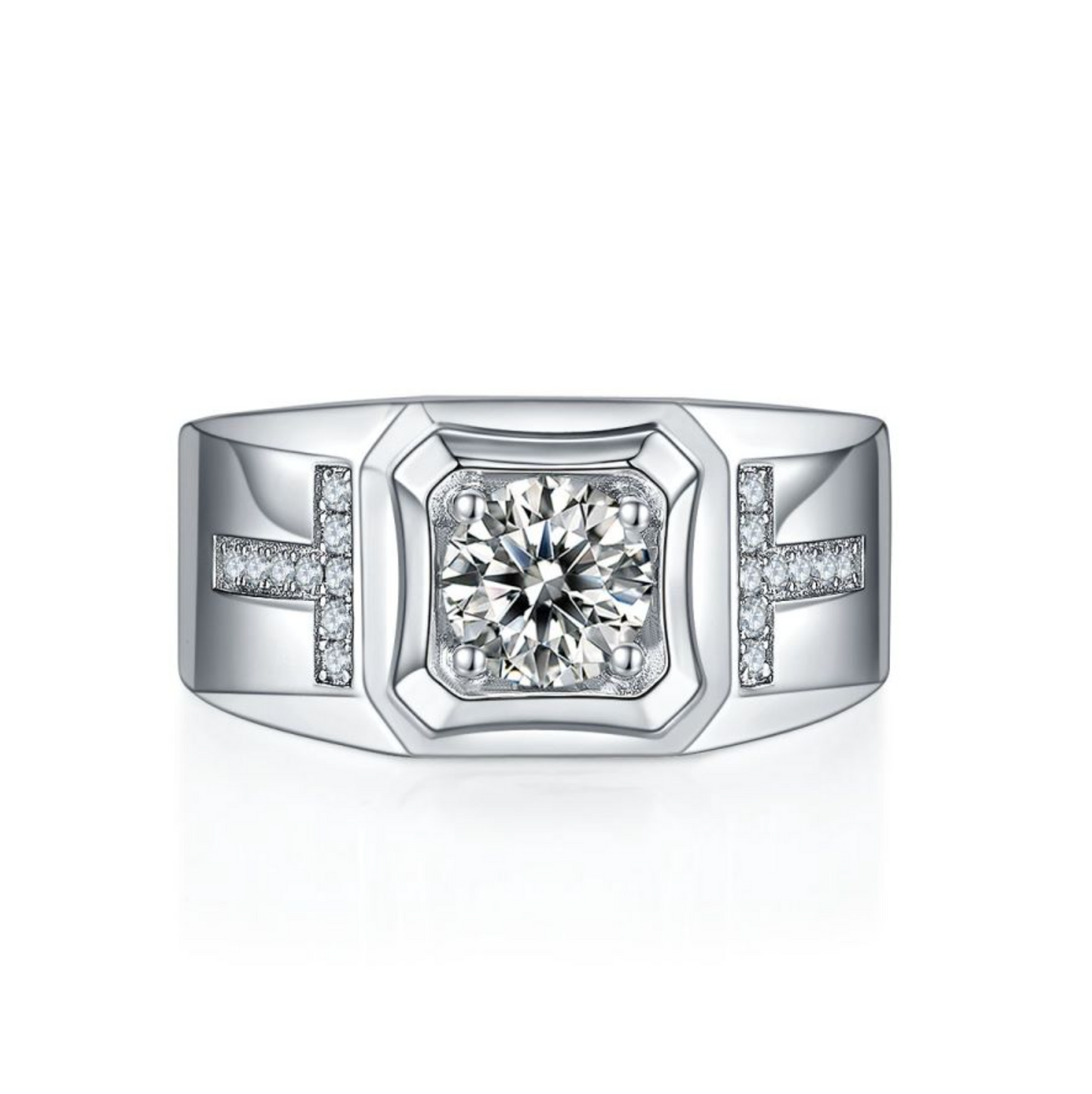 VVS1 Moissanite 1 Carat T-Shape Classic Band Ring