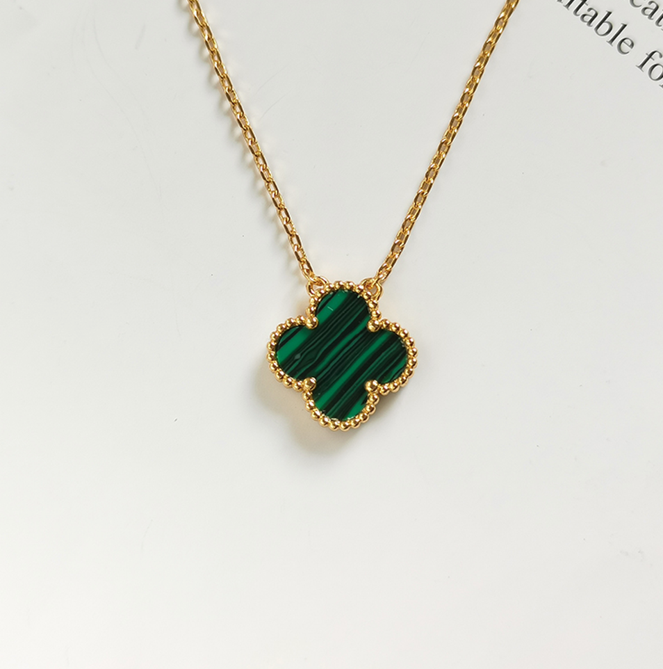 Green Malachite Four Leaf Clover Chain
