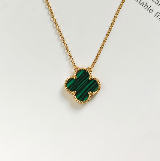 Green Malachite Four Leaf Clover Chain