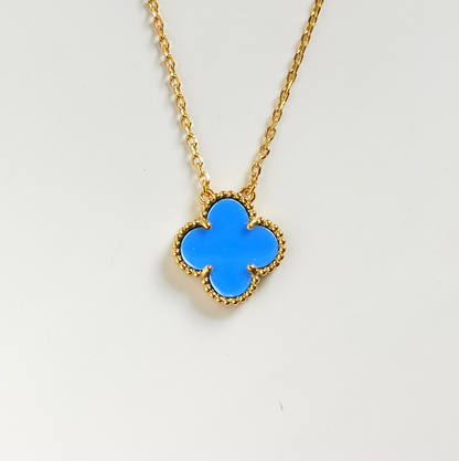 Blue Agate Four Leaf Clover Chain