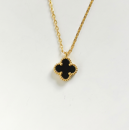 Black Agate Four Leaf Clover Chain
