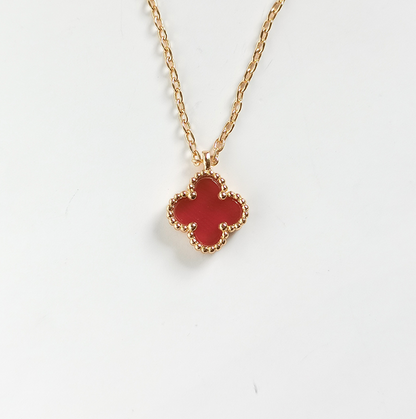 Red Agate Four Leaf Clover Chain