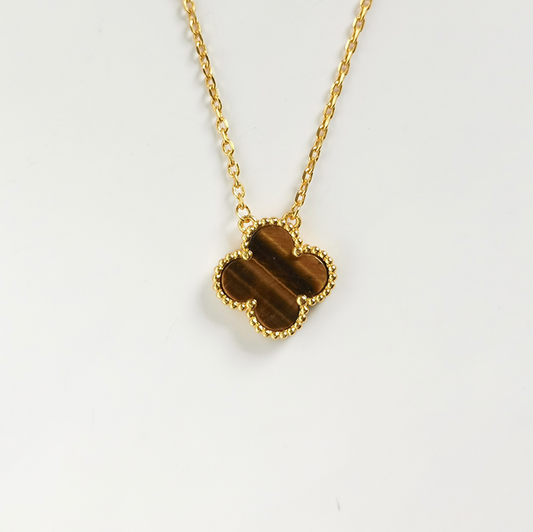 Tiger's Eye Four Leaf Clover Chain