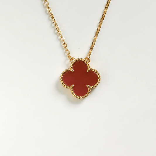 Red Agate Four Leaf Clover Chain