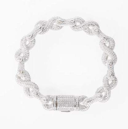 VVS1 Moissanite 10.5mm Halo Infinity Cuban Link Bracelet