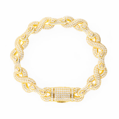 VVS1 Moissanite 10.5mm Halo Infinity Cuban Link Bracelet