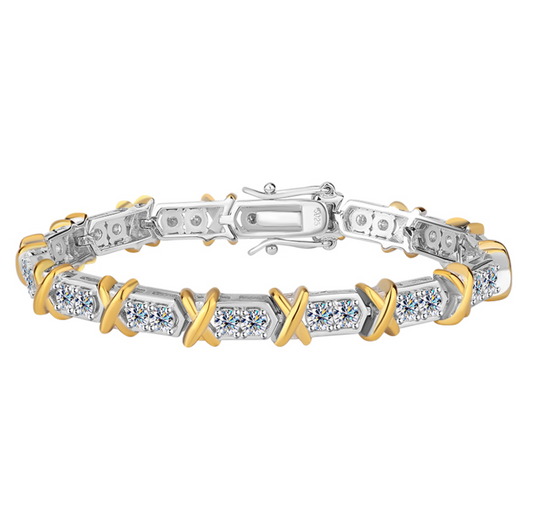 VVS1 Moissanite Geometric Shape Intersection Pattern 3mm Round Bracelet