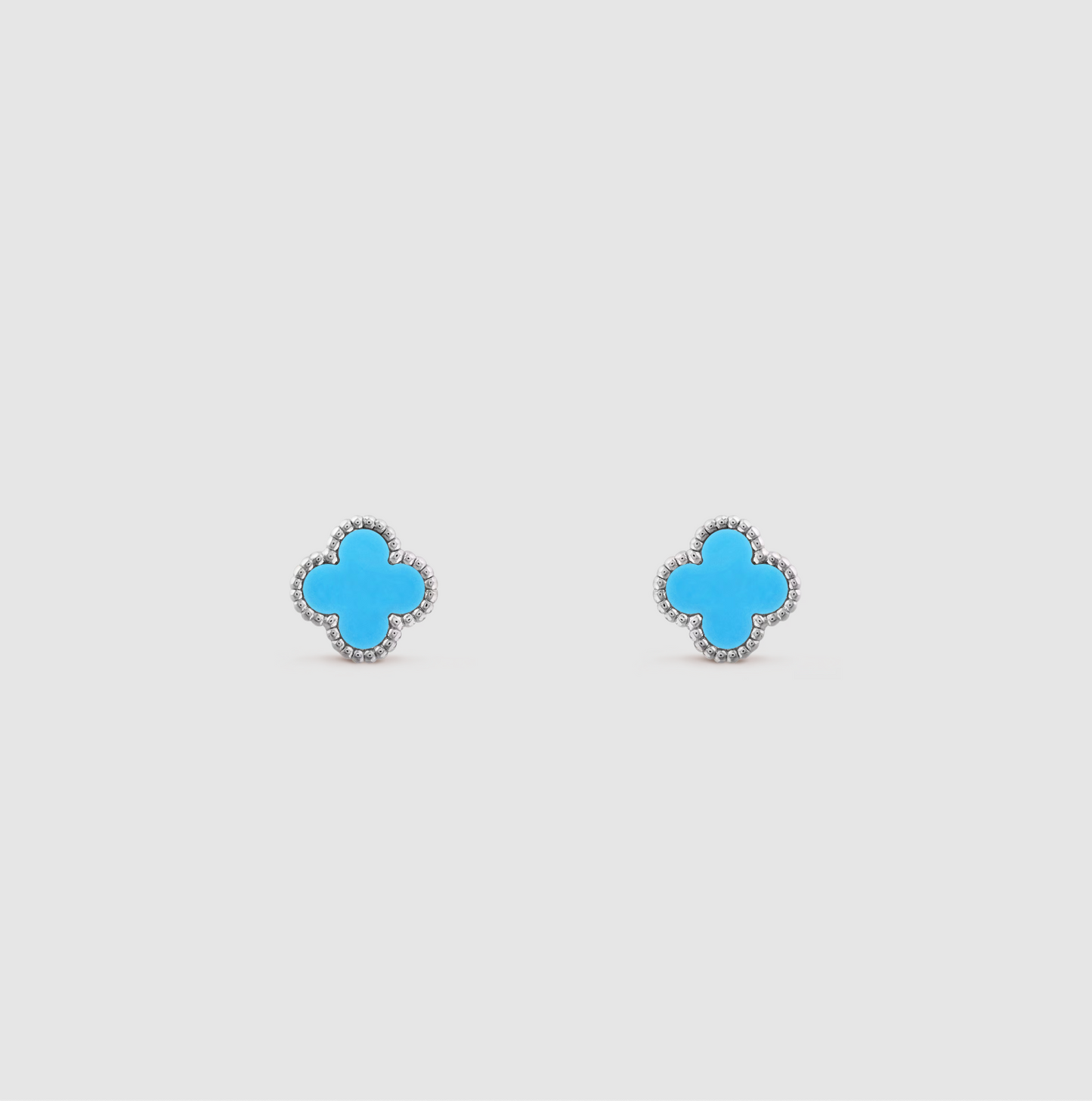 Blue Agate Four Leaf Clover Earrings