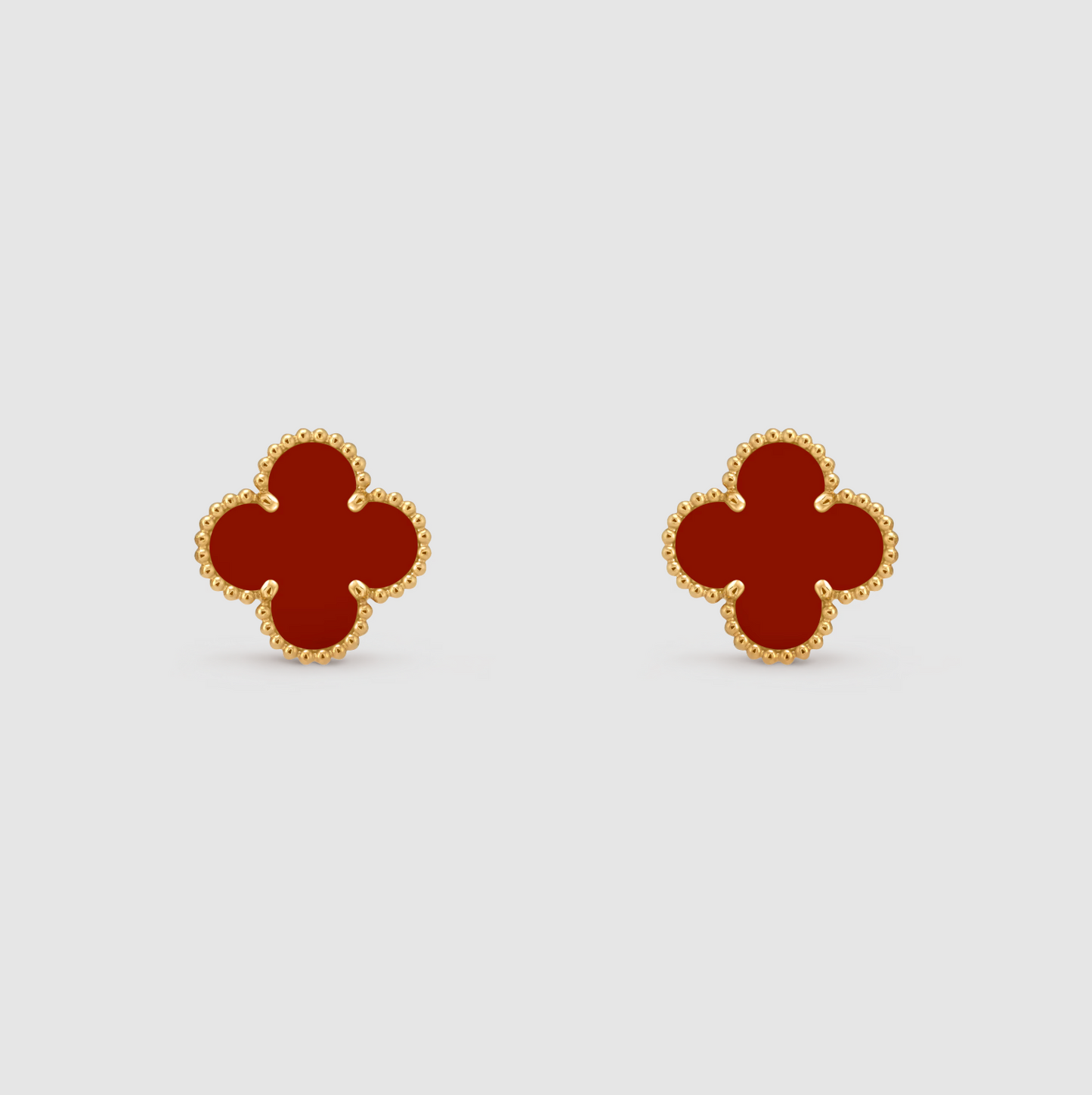 Red Agate Four Leaf Clover Earrings