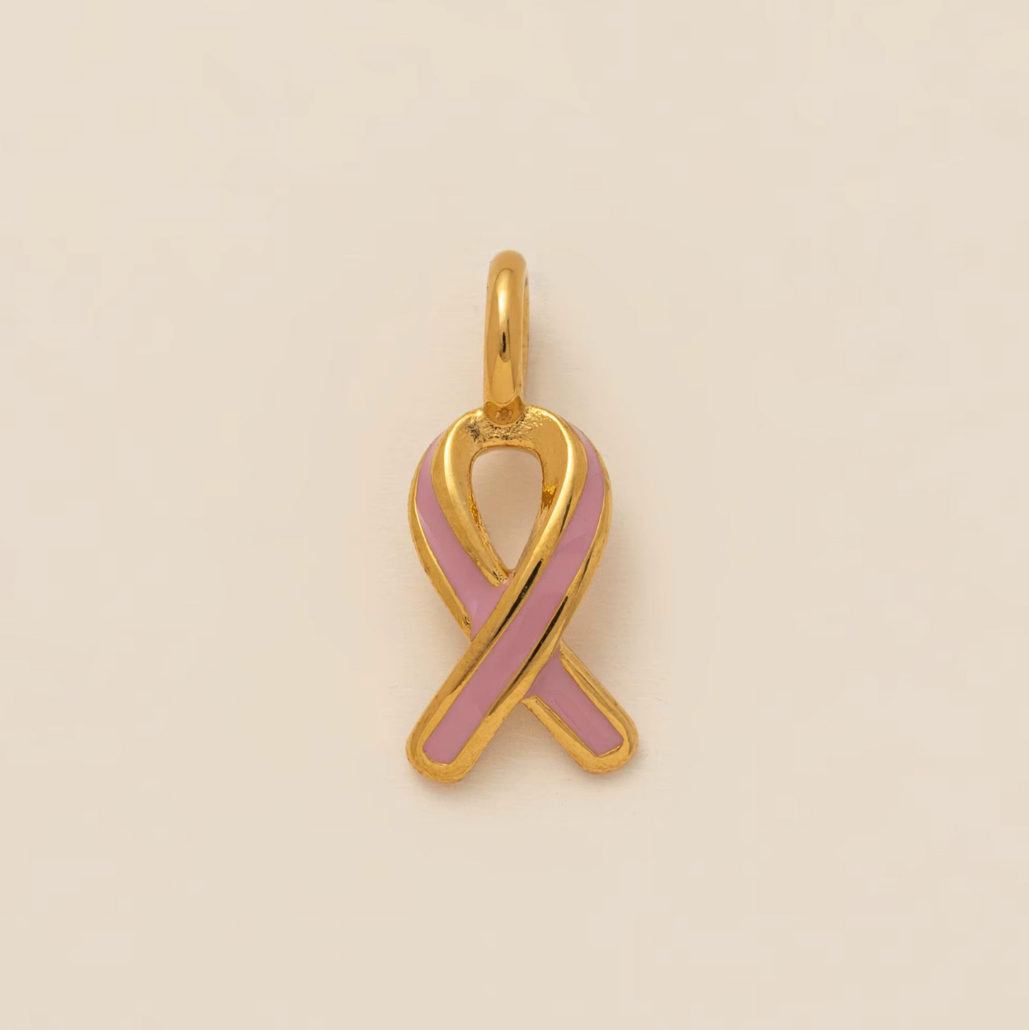 Pink Ribbon Pendant - Gold Plated