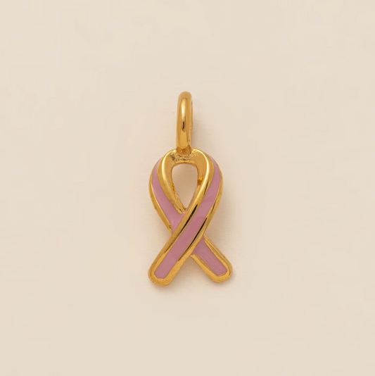 Pink Ribbon Pendant - Gold Plated