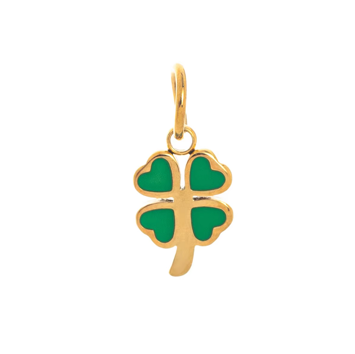 Green Four Leaf Pendant - Gold Plated