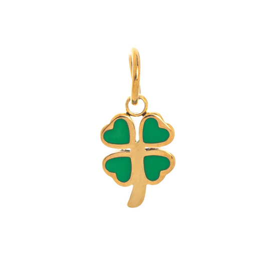 Green Four Leaf Pendant - Gold Plated