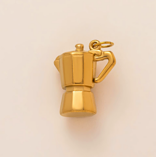 Espresso Coffee Pot Pendant - Gold Plated