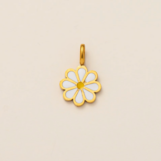 White Flower Pendant - Gold Plated