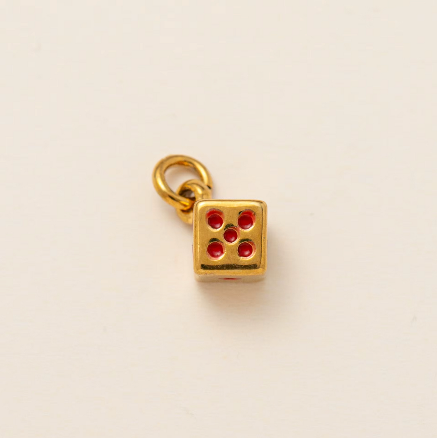 5A+ CZ Red Dice Pendant - Gold Plated