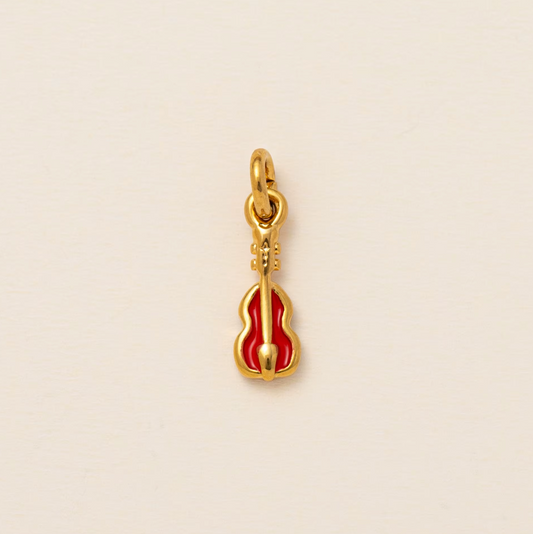 Red Guitar Pendant - Gold Plated