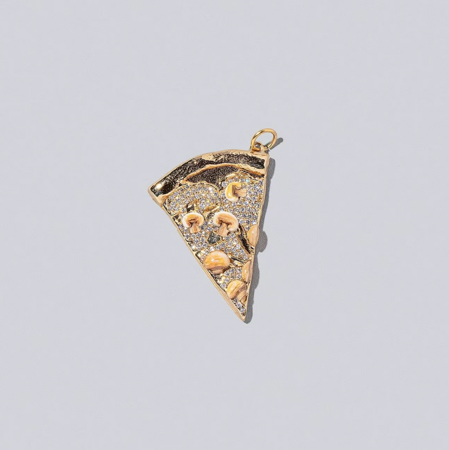 5A+ CZ Mushroom Pizza Pendant - Gold Plated