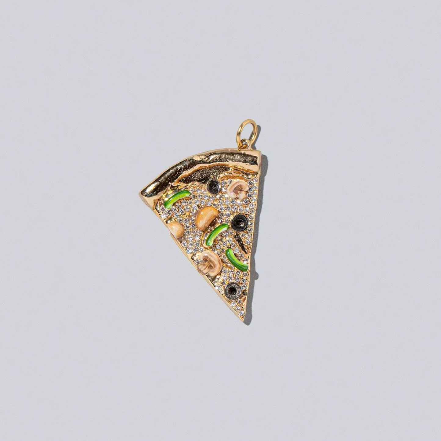 5A+ CZ Vegetable Pizza Pendant - Gold Plated