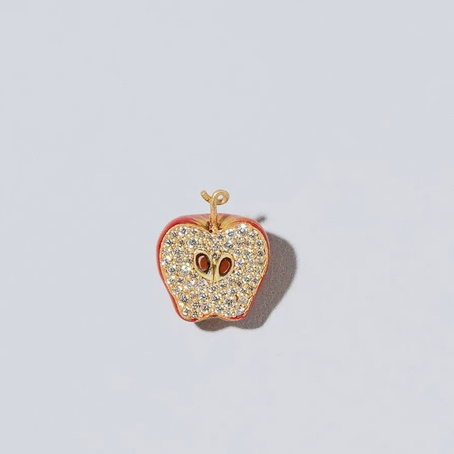 5A+ CZ Half an Apple Pendant - Gold Plated