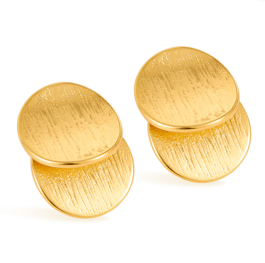 21mm x 20mm Simple Stud Earrings - Gold Plated