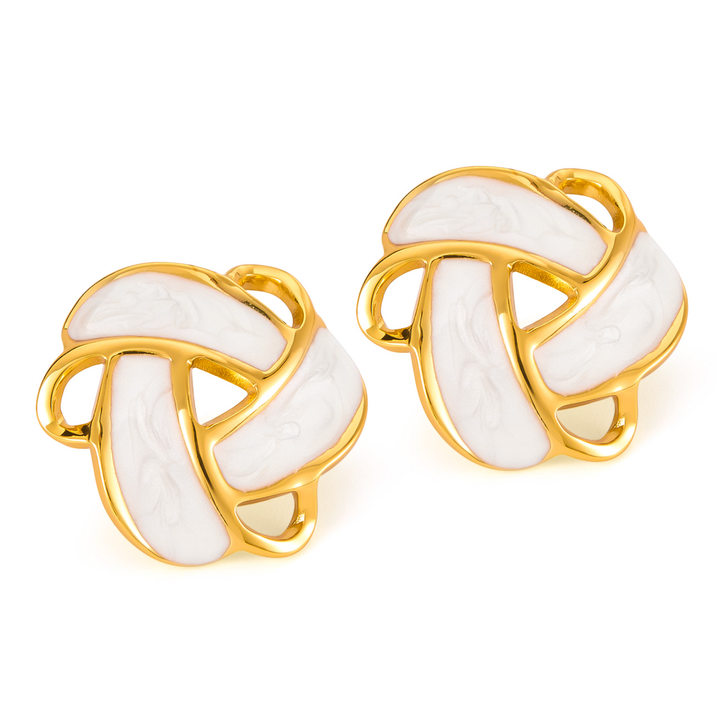 21mm x 20mm Enamel Stud Earrings - Gold Plated