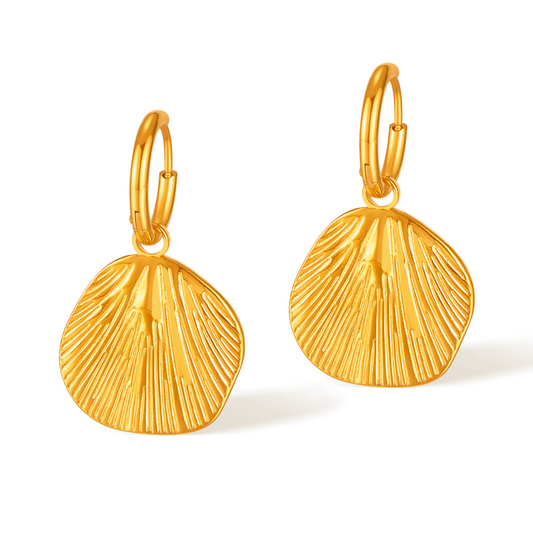 Dangle Stud Hoop Earrings - Gold Plated
