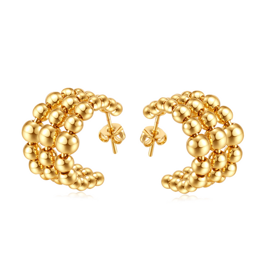 C-Shaped Half Round Earrings - Gold Plated