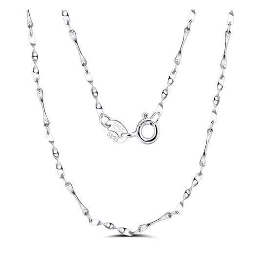 1mm Twisted Link Chain - Rhodium Plated