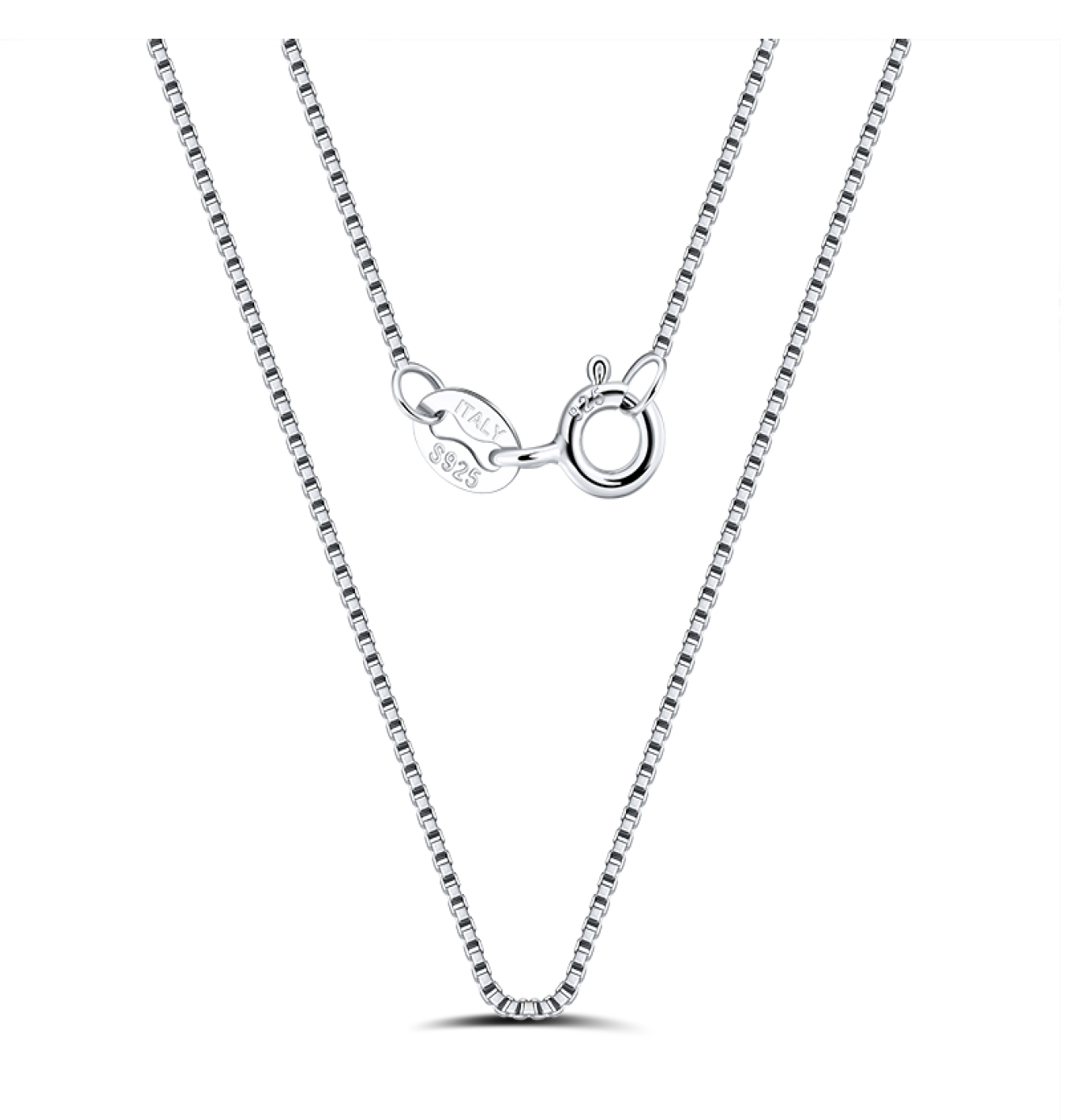 0.6mm Box Chain - Rhodium Plated