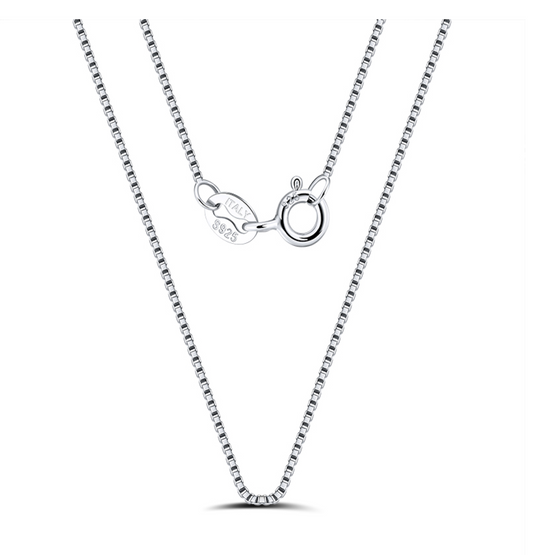 0.6mm Box Chain - Rhodium Plated
