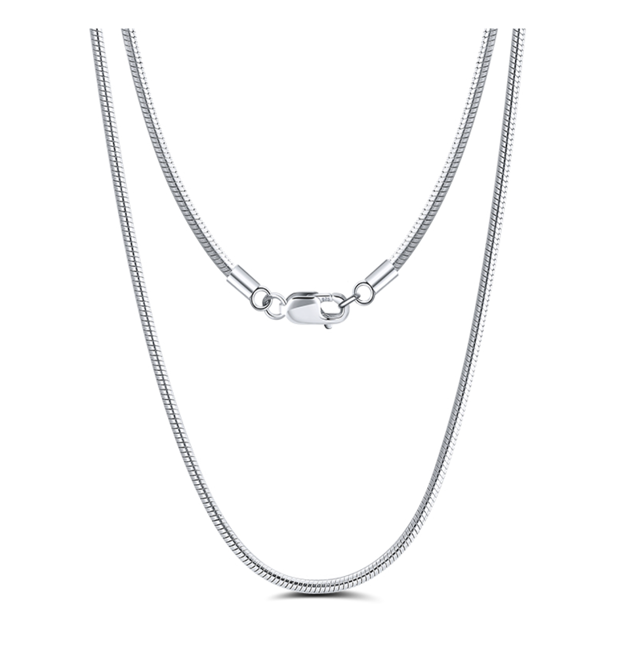 1mm Round Snake Chain - Rhodium Plated