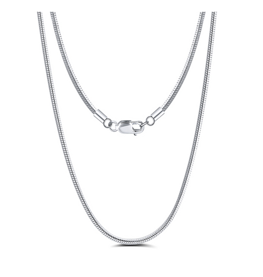 1mm Round Snake Chain - Rhodium Plated